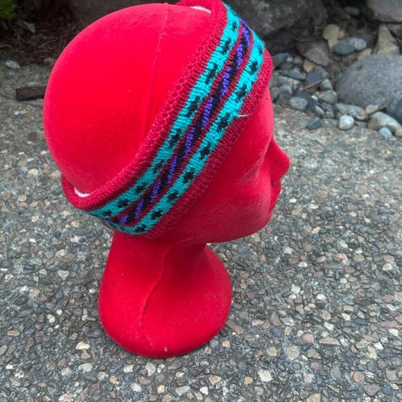 Vintage 80s 90s Fair Isle Knit Ski Headband Ear Cover - Picture 4 of 6